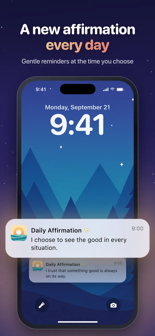 A daily affirmation reminder on the iPhone Lock Screen